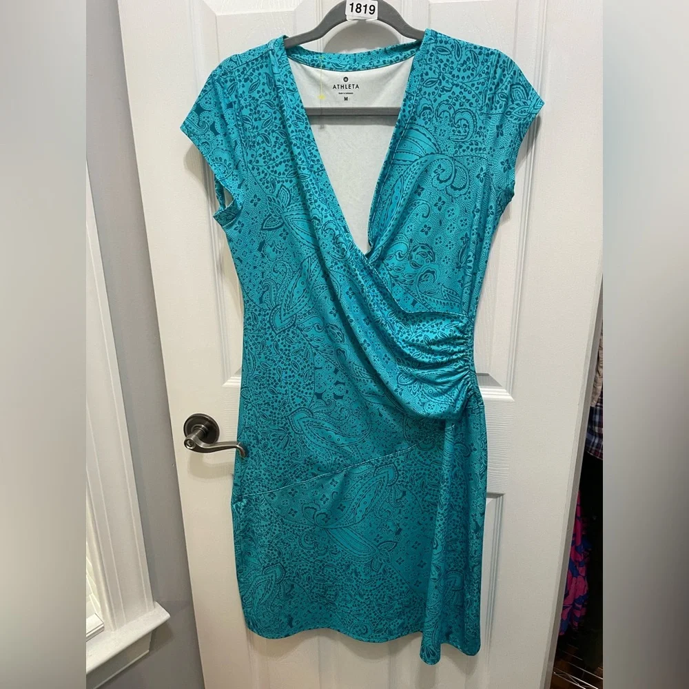Athleta Asymmetrical Teal Dress - Picture 2 of 13